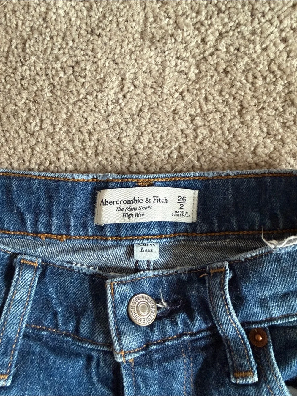 Abercrombie & Fitch Raw-Hem Dark Blue Denim Shorts